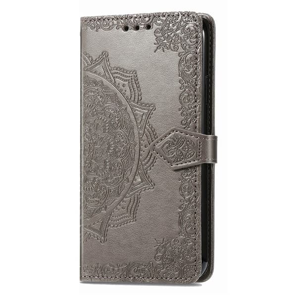 Mandala Samsung Galaxy A35 nahkakotelo - Harmaa Silver grey