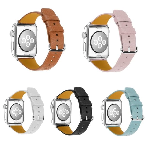 Apple Watch Series 3/2/1 42mm litchi-tekstur-urrem - Sort Black