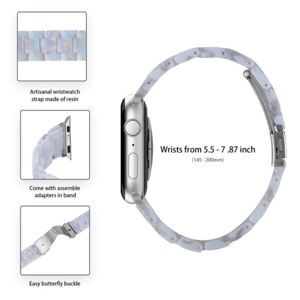 Apple Watch SE 2022 (40mm) klockarmband med 3 pärlor i resin och genomskinligt hölje - Genomskinlig Babyblå Blå