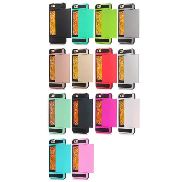 Ridsefast Slide Kortholder PC + TPU Hybrid Case til iPhone SE (2020)/SE (2022)/8/7 4,7 tommer - Sort Pink