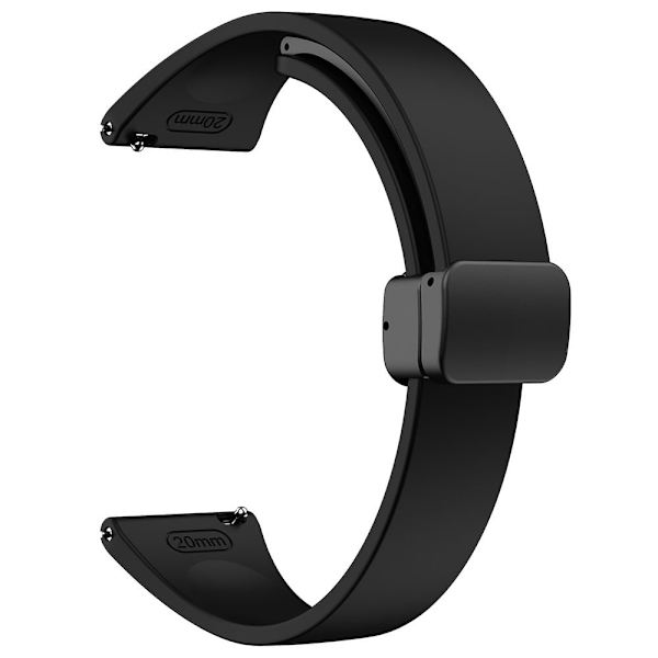 20mm Universal silikonihihna mustalla soljella - Musta Black