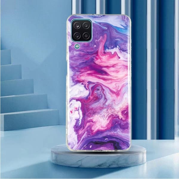 Marble Samsung Galaxy A12 5G Etui - Rød Multicolor