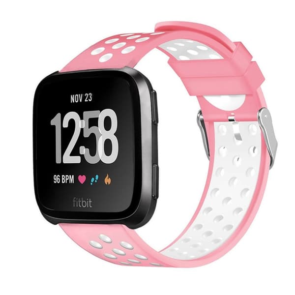 Fitbit Versa klockarmband silikon dubbelfärgad - Vit och rosa Rosa