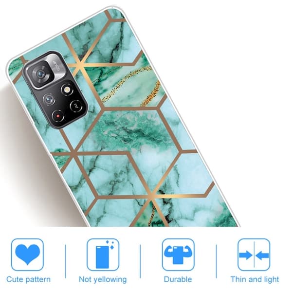 Marble  Xiaomi Redmi Note 11T 5G Etui - Smaragd Terning Mønster Green
