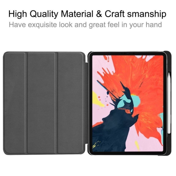 iPad Pro 12.9 inch (2018) tre-folds læder flip etui - Sort Black