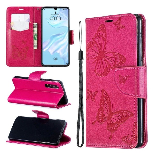 Butterfly Huawei P30 etui - Rose Pink