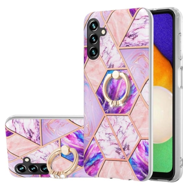 Marble Mønstret Cover med Ring Holder til Samsung Galaxy A54 - Lyselilla Purple