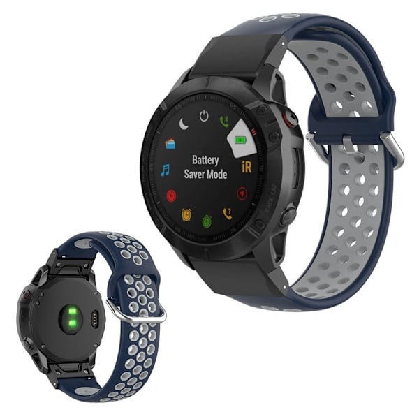 Urrem til Garmin-ur med to farver - Mørkeblå / Grå Blue