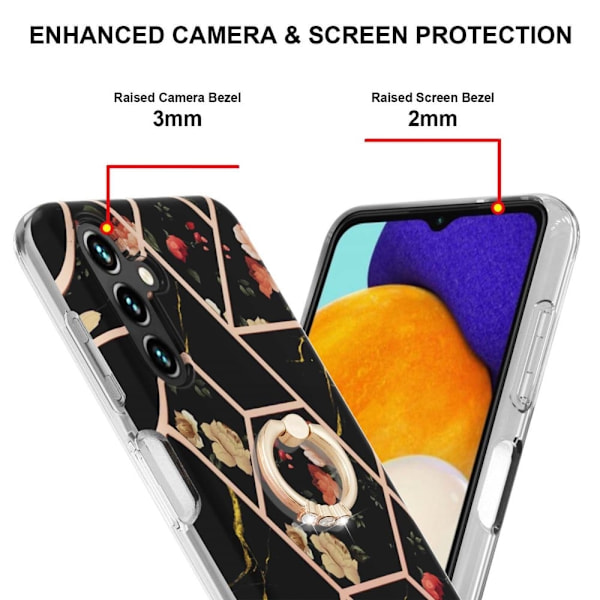 Marmormotiv Samsung Galaxy A13 5G skal - Svarta Blommor Svart