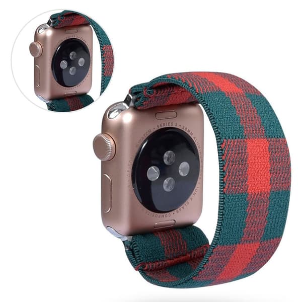 Apple Watch Series 5 / 4 44mm nylonkellonauha - Vihreä / Punainen Red