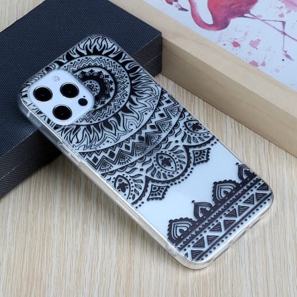 Deco iPhone 12 Pro Max Etui - Svart Blomst Black
