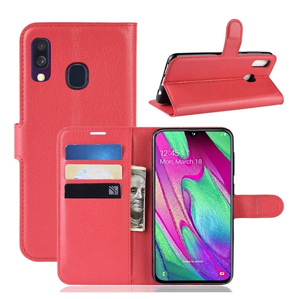 Samsung Galaxy A40 litchi nahkakotelo - Punainen Red