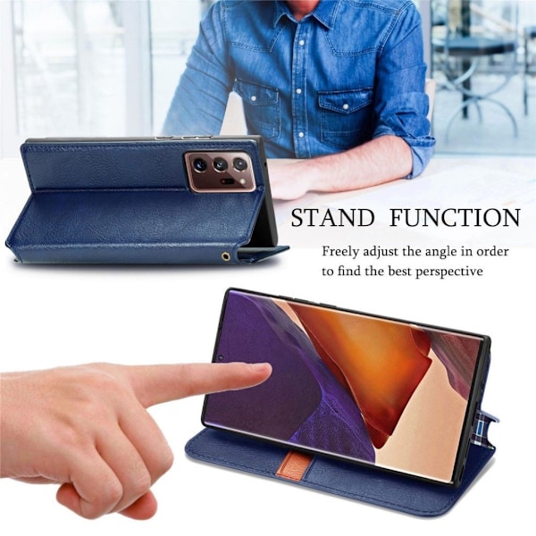 Nahkakotelo With A Stylish Rhombus Imprint For Samsung Galaxy Note 20 Ultra 5G / Note 20 Ultra - Sininen Blue