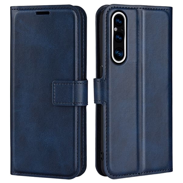 Hållbart konstläder Sony Xperia 1 V fodral med plånbok - Blå Blå