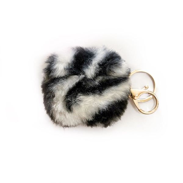AirPods 3 leopard faux fur-etui med spænde - Sort / Sort White