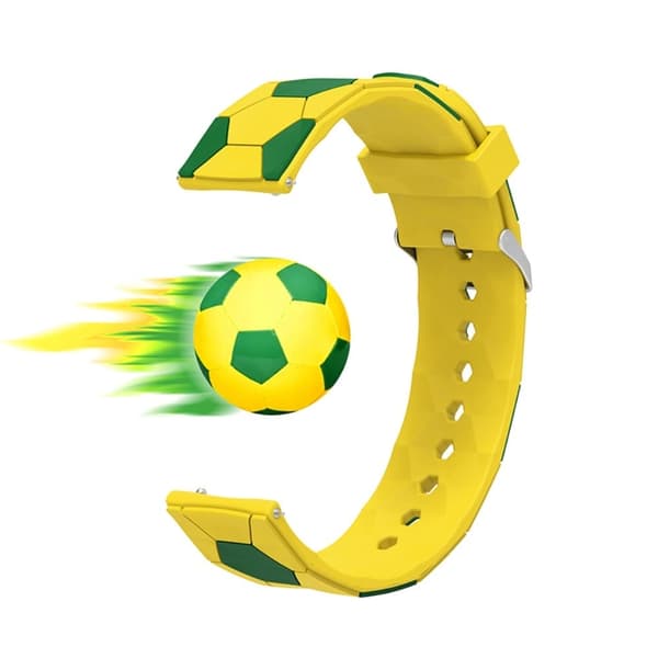 20mm Universal fodbold silikone urrem - Gul Grøn Yellow