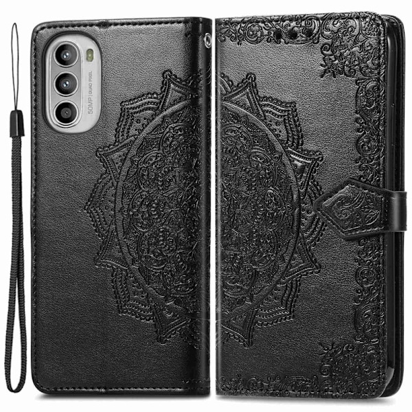 Mandala läder Motorola Moto G52 fodral - Svart Svart
