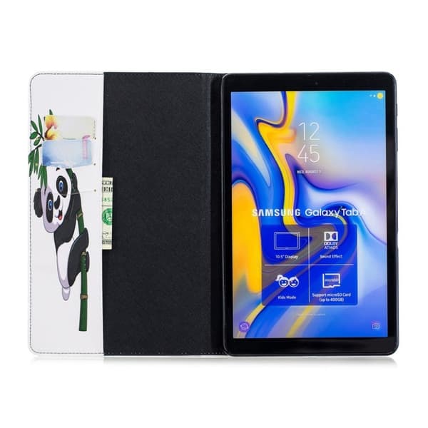 Samsung Galaxy Tab A 10.5 mönstrat flipfodral i läder - Panda Som Klättrar I Bambu multifärg