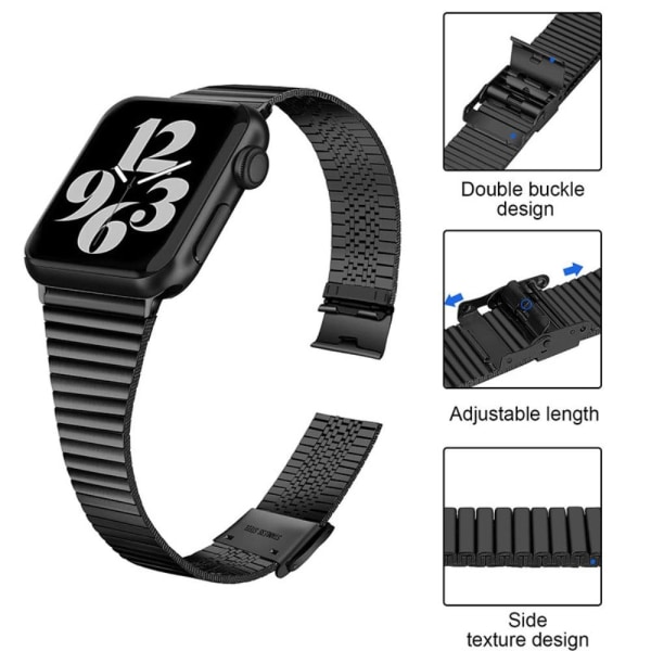 Apple Watch (41mm) stainless steel double buckle watch strap - B Black