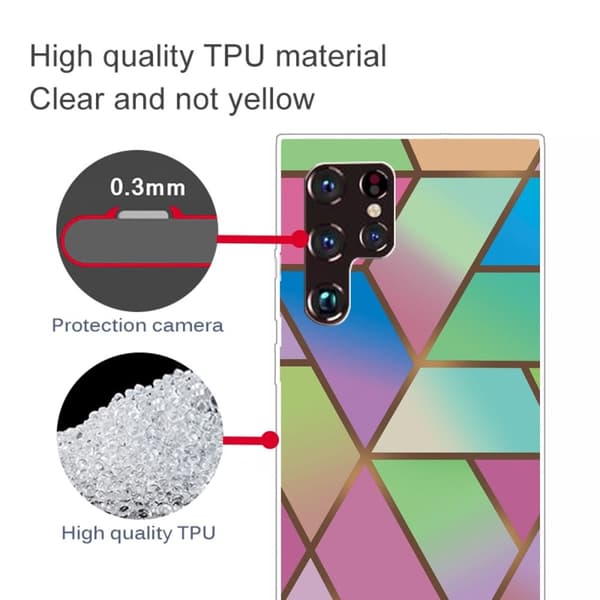 Marble Samsung Galaxy S22 Ultra Etui - Rose / Green og Blue Gradients Multicolor