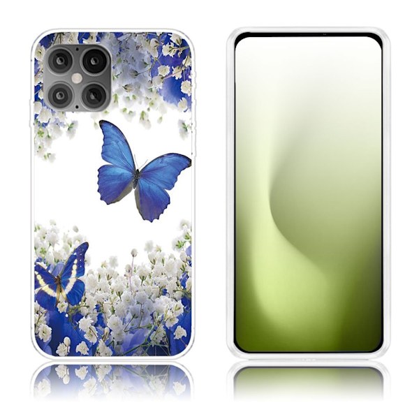 Butterfly läder iPhone 12 Pro / iPhone 12 fodral - Blå Blå