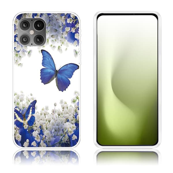 Deco iPhone 12 / 12 Pro Cover - Blå Sommerfugl Blue