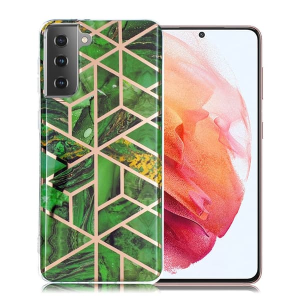 Marble Samsung Galaxy S21 etui - grøn Green