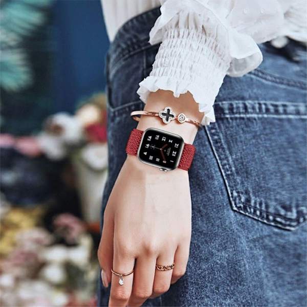 Apple Watch 42mm - 44mm nylon design urrem - Rød Red