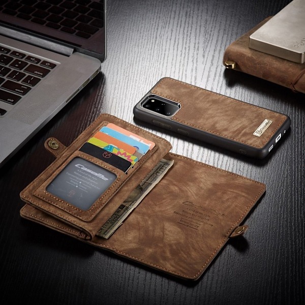 CaseMe Samsung Galaxy S20 Plus Zipper Wallet Etui - Brun Brown