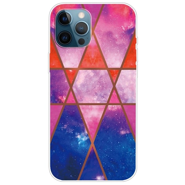 Marble design iPhone 14 Pro cover - Rose / Orange / Blå Pink