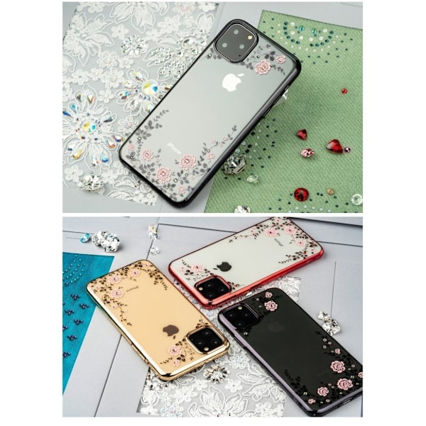 Kavaro iPhone 11 Pro Max Flora Crystal Case - Musta Black