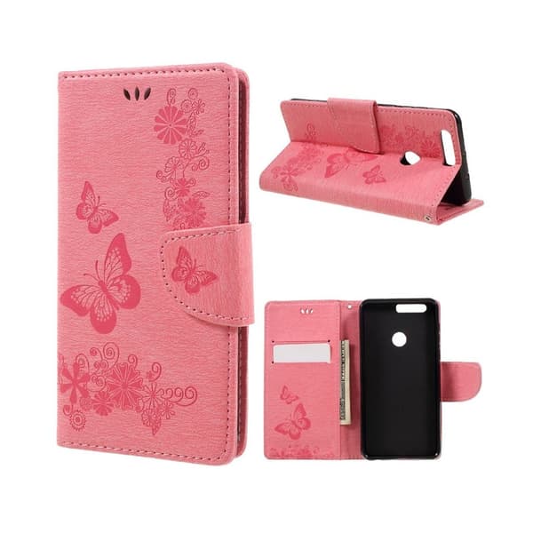 Huawei Honor 8 - Lommeboketui med mønster - Rosa Pink
