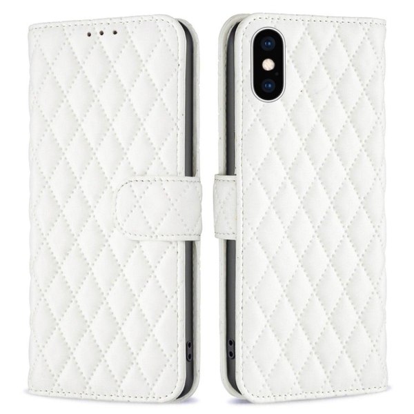 Rhombus Pattern Matte Läppäkotelo For iPhone Xs Max - Valkoinen White