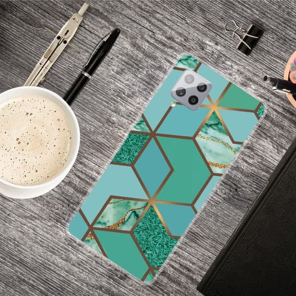 Marmormotiv Samsung Galaxy A42 5G skal - Blågrön Marmorplatta Grön