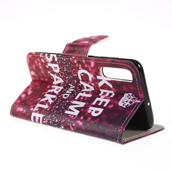 Wonderland Samsung Galaxy A50 kotelot - Quote Keep Calm and Sparkle Red