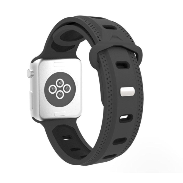 Apple Watch Series 4 44mm klockarmband i silikon med prickdesign - Grå / Svart Svart