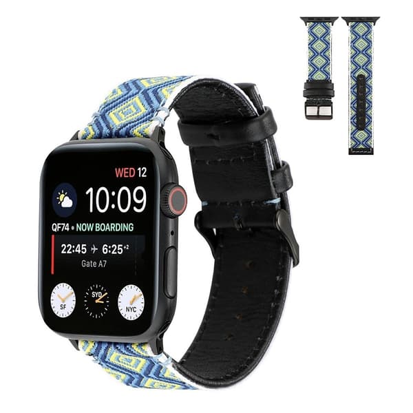 Apple Watch Series 6 / 5 40mm ethnic ægte læder rem - blå Blue