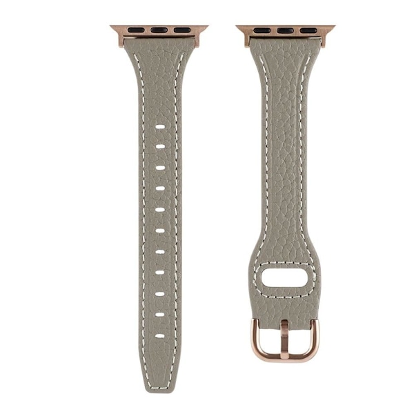 Apple Watch Series 8 (41mm) urrem i ægte læder - Grå Silver grey