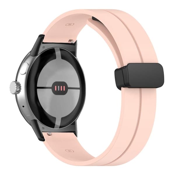 Google Pixel Watch-klokkerem i silikon - Svart Spenne / Rosa Pink