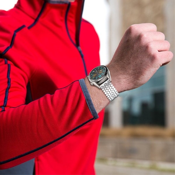 22 mm universalarmband i rostfritt stål i bikakemodell - Silver Silvergrå