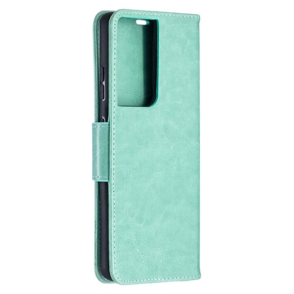 sommerfugl Samsung Galaxy S21 Ultra flip etui - grøn Green