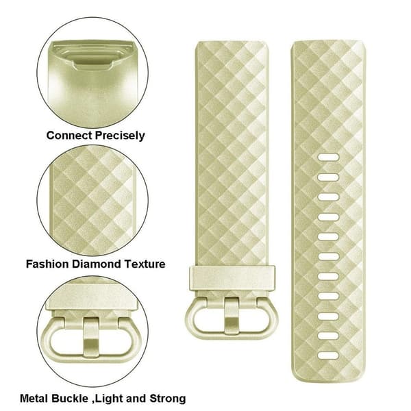 Fitbit Charge 3 shiny silicone watch band - Gold Size: L Guld