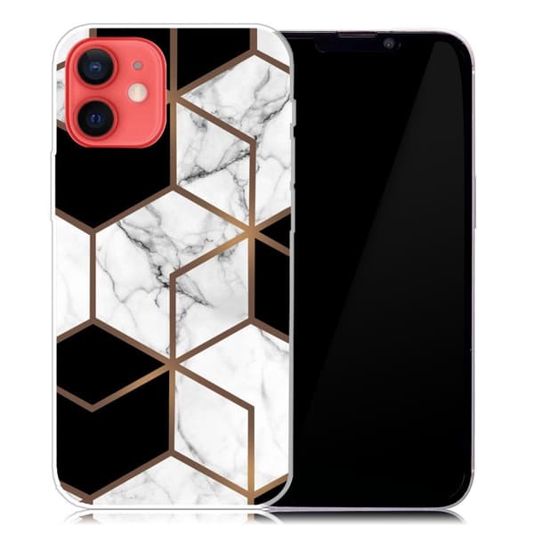 Marmormotiv iPhone 13 Mini skal - Marmor Kub I Svart Och Vitt multifärg