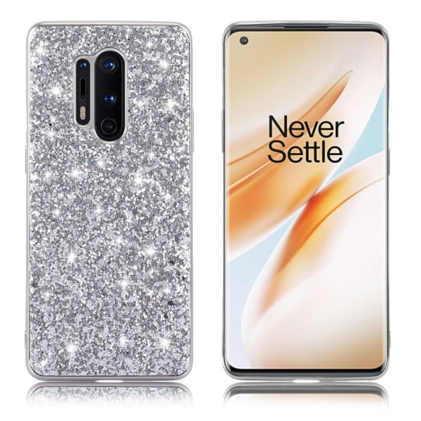 Glitter OnePlus 8 Pro kuoret - Hopea Silver grey