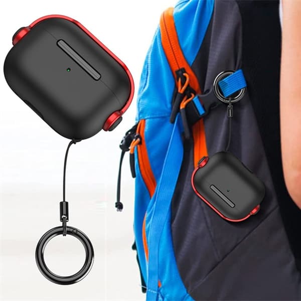 AirPods Pro 2 dobbeltfarvet etui i headset-stil med rem - Sort Black