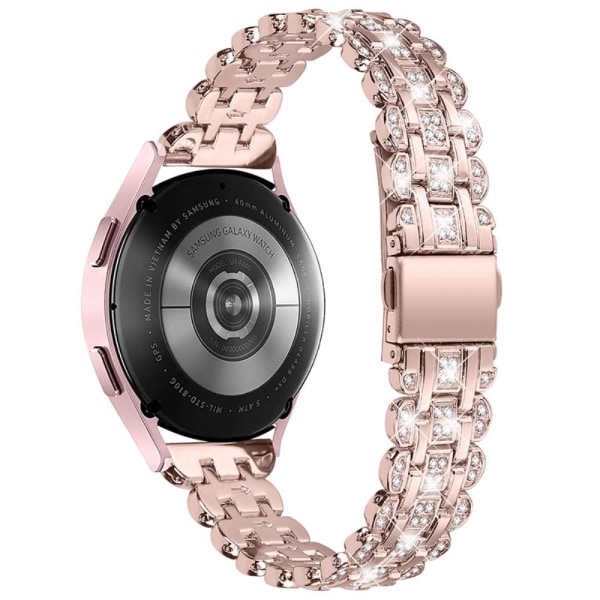 Samsung Galaxy Watch 3 (41mm) / Watch (42mm) klockarmband med strassdekor - Rosa / Guld Rosa