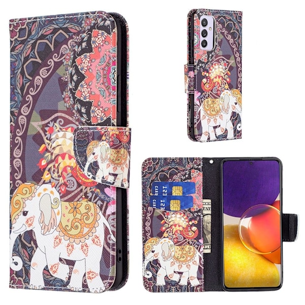 Wonderland Samsung Galaxy A82 5G Flip etui - Blomst og elefant Multicolor