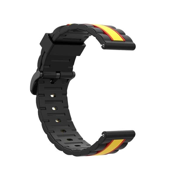 Wave rectangle silicone watch band for Samsung watch - Black / Yellow / Red Svart