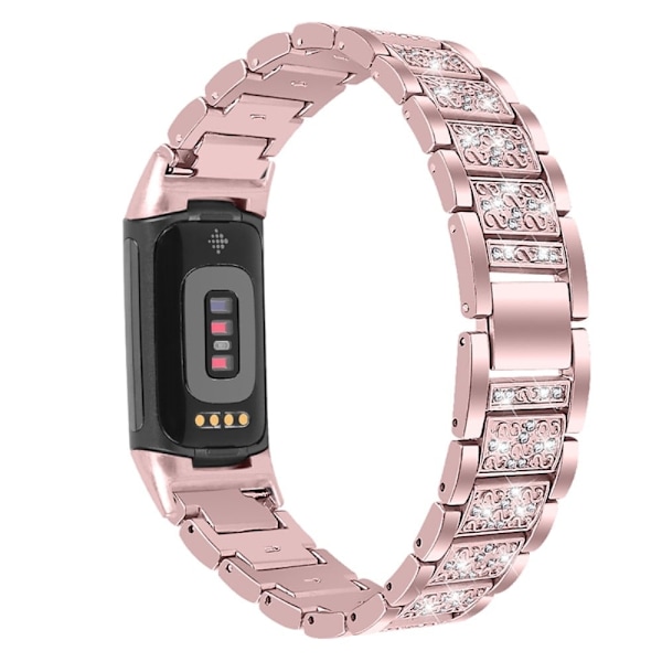 Fitbit Charge 5 bling strassikivikellon hihna - Ruusu Vaaleanpunainen Pink