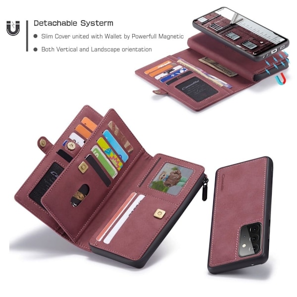 CaseMe Samsung Galaxy A72 5G 2-in-1 lompakkokotelo - Viininpunainen Red